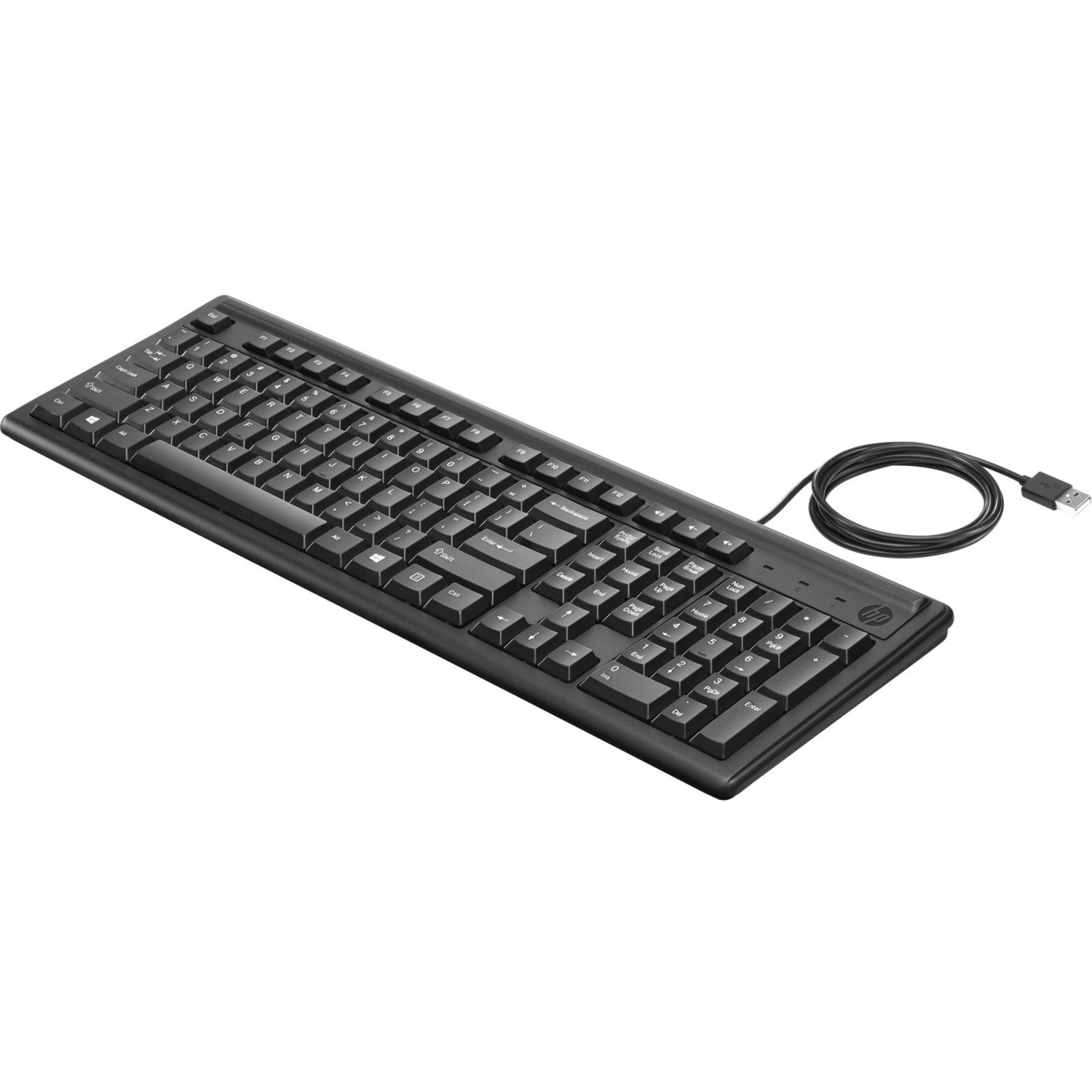 HP 100 Keyboard - Cable Connectivity - USB Interface - Black