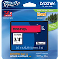 Brother TZe Tape 18mm - Black On Red Tape - 8 Metres