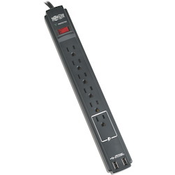 Tripp Lite by Eaton Protect It! 6-Outlet Surge Protector 6 ft. (1.83 m) Cord 990 Joules 2 x USB Charging ports (2.1A) Black Housing TAA