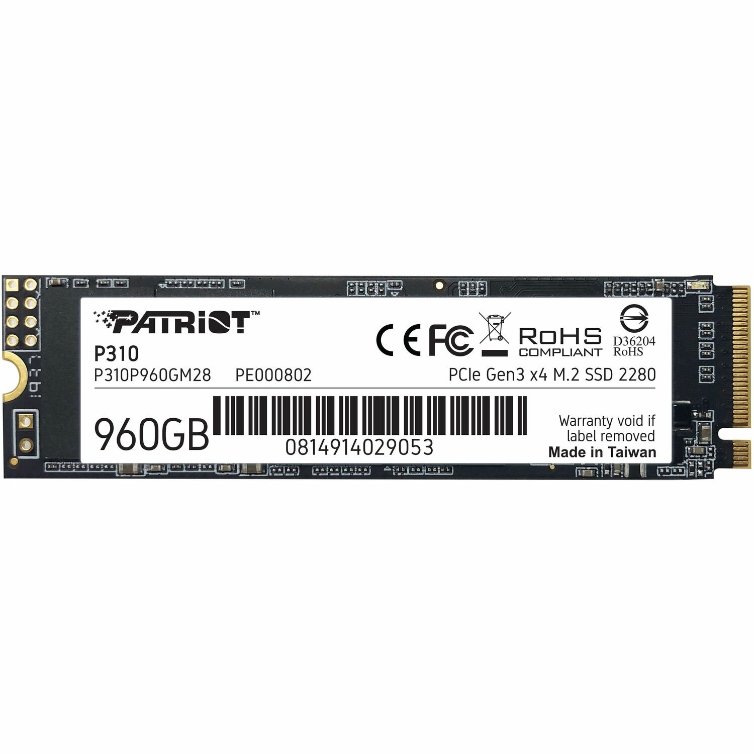 Patriot Memory P310 960 GB Solid State Drive - M.2 2280 Internal - PCI Express NVMe (PCI Express 3.0 x4)