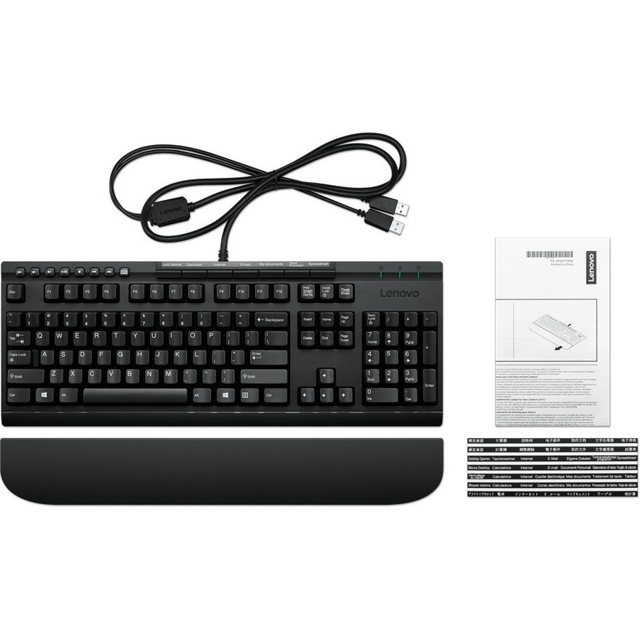 Lenovo Enhanced Performance Keyboard - Cable Connectivity - USB Interface - English (US) - Black
