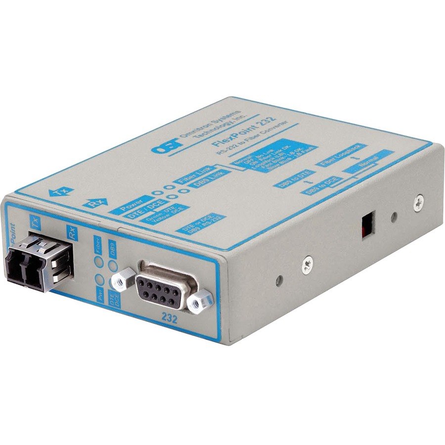 FlexPoint RS-232 Serial Fiber Media Converter DB-9 LC Single-mode 30km