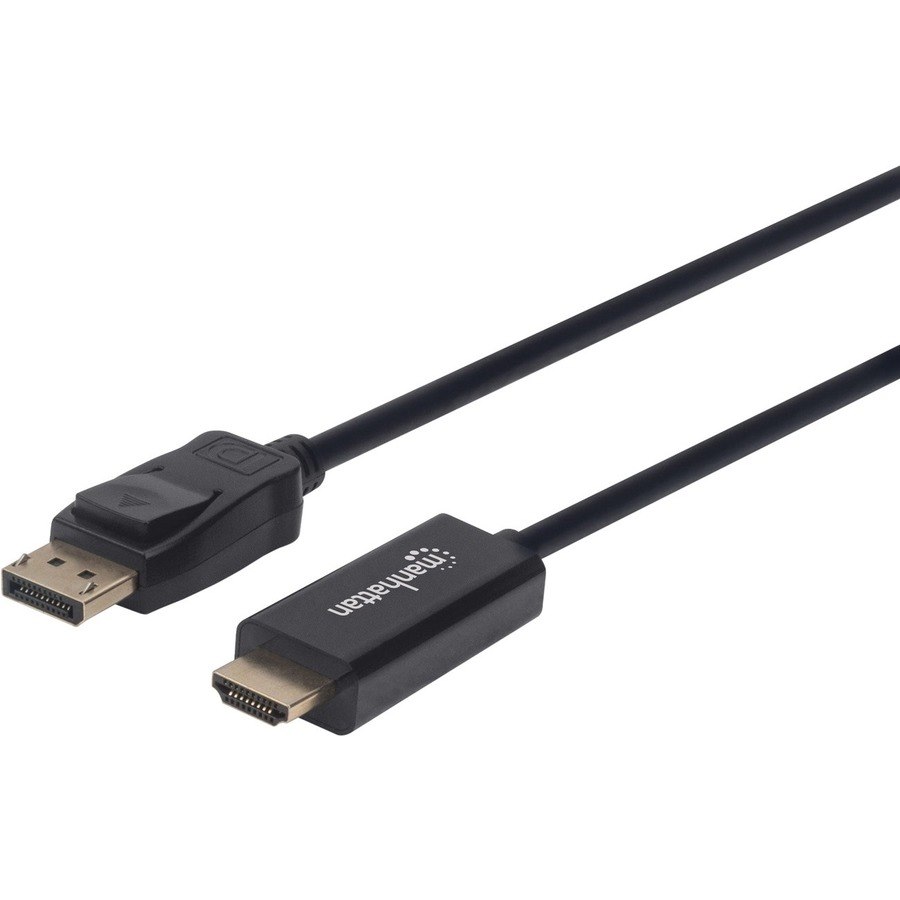 Manhattan DisplayPort 1.2 to HDMI Cable, 4K@60Hz, 1m, Male to Male, DP With Latch, Black, Not Bi-Directional, Three Year Warranty, Polybag