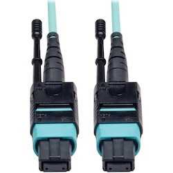 Tripp Lite by Eaton MTP/MPO Patch Cable with Push/Pull Tabs 12 Fiber 40GbE 40GBASE-SR4 OM3 Plenum-Rated - Aqua 10M (33 ft.)