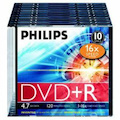 Philips DR4S6S10F/00 DVD Recordable Media - DVD+R - 16x - 4.70 GB - 10 Pack Slim Case