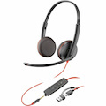 Poly Blackwire 3225 Wired On-ear Stereo Headset - Black