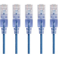 Monoprice 5-Pack, SlimRun Cat6A Ethernet Network Patch Cable, 14ft Blue
