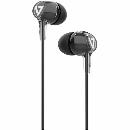 V7 3.5mm Noise Isolating Stereo Earbuds with In-line Mic, iPads, iPhones, iPod, Tablets, Smartphones, Laptop Computer, Chromebook, PC, Black