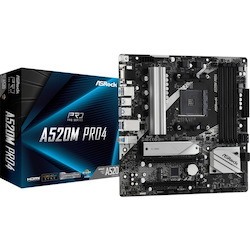 ASRock A520M Pro4 Desktop Motherboard - AMD A520 Chipset - Socket AM4 - Micro ATX