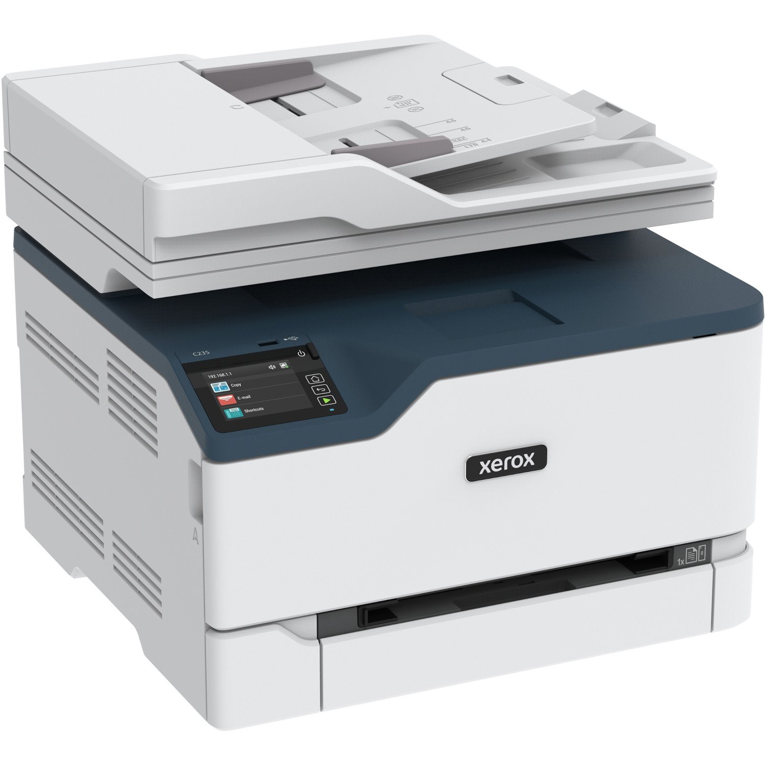 Xerox C235/DNI Laser Multifunction Printer-Color-Copier/Fax/Scanner-24 ppm Mono/24 ppm Color Print-600x600 dpi Print-Automatic Duplex Print-30000 Pages-251 sheets Input-3600 dpi Optical Scan-Wireless LAN-Mopria-Wi-Fi Direct-Chromebook