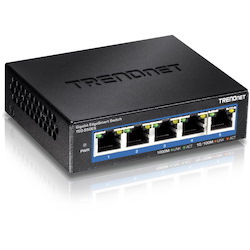 TRENDnet 5-Port Gigabit EdgeSmart Switch; TEG-S50ES; 5 x Gigabit Ports; 10Gbps Switch Capacity; Ethernet Network Desktop Switch; Managed Smart Gigabit Switch; Metal; Fanless; Lifetime Protection