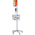 CTA Digital Heavy-Duty Gooseneck Floor Stand for 7-13 Inch Tablets with Sanitizing Station & Automatic Soap Dispenser