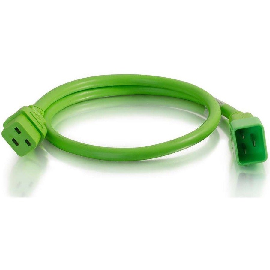 C2G 1ft 12AWG Power Cord (IEC320C20 to IEC320C19) - Green