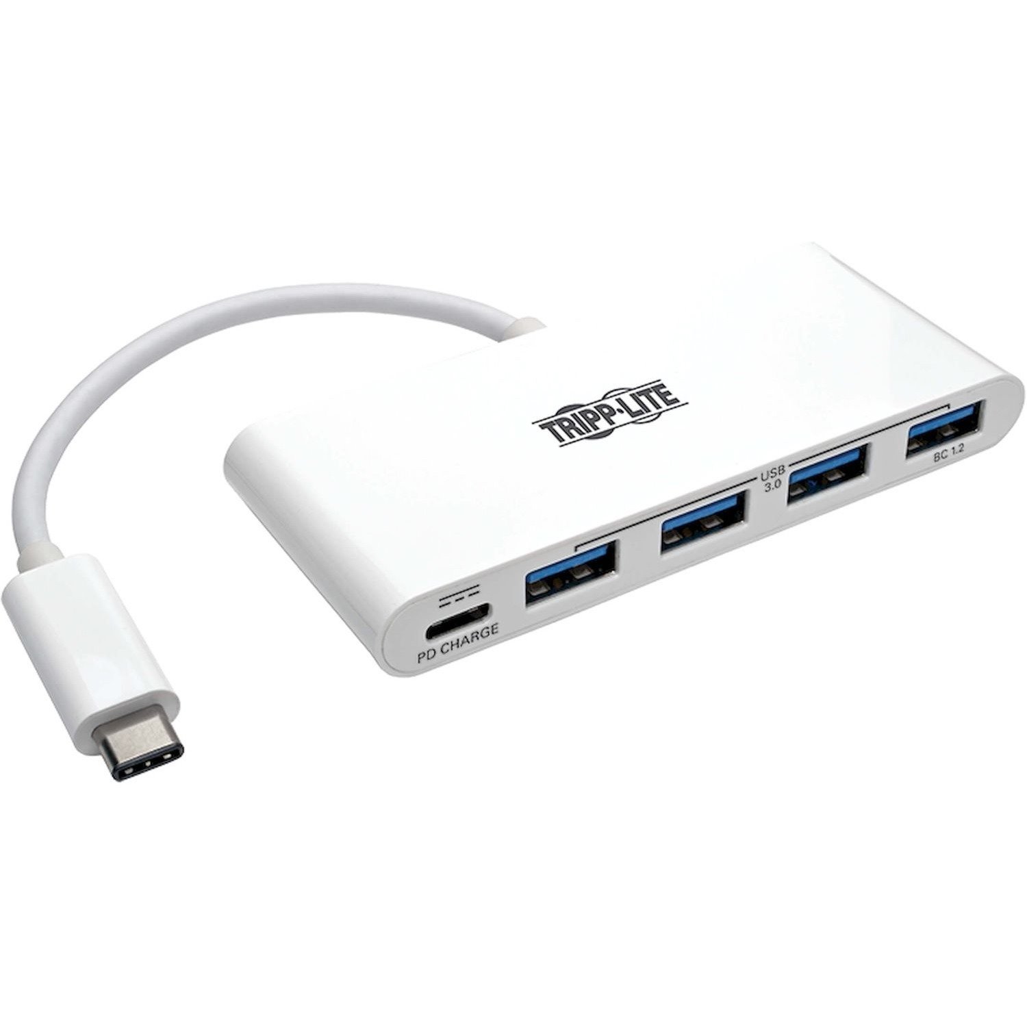 Eaton Tripp Lite Series 4-Port USB-C Hub, USB 3.x (5Gbps), 4x USB-A Ports, 60W PD Charging, White
