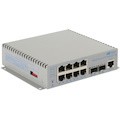 Omnitron Systems OmniConverter 10GPoE+/M PoE+, 2xSFP/SFP+, 8xRJ-45, 1xDC Powered Commercial Temp
