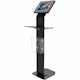 CTA Premium Locking Floor Stand Kiosk with Universal Security Enclosure, Keyboard Tray, and Storage Compartment (Black)