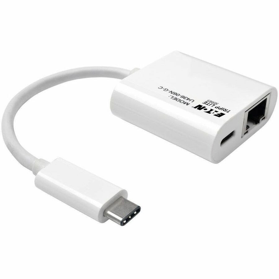 Eaton Tripp Lite Series USB-C to Gigabit Network Adapter with USB-C PD Charging - Thunderbolt 3, White