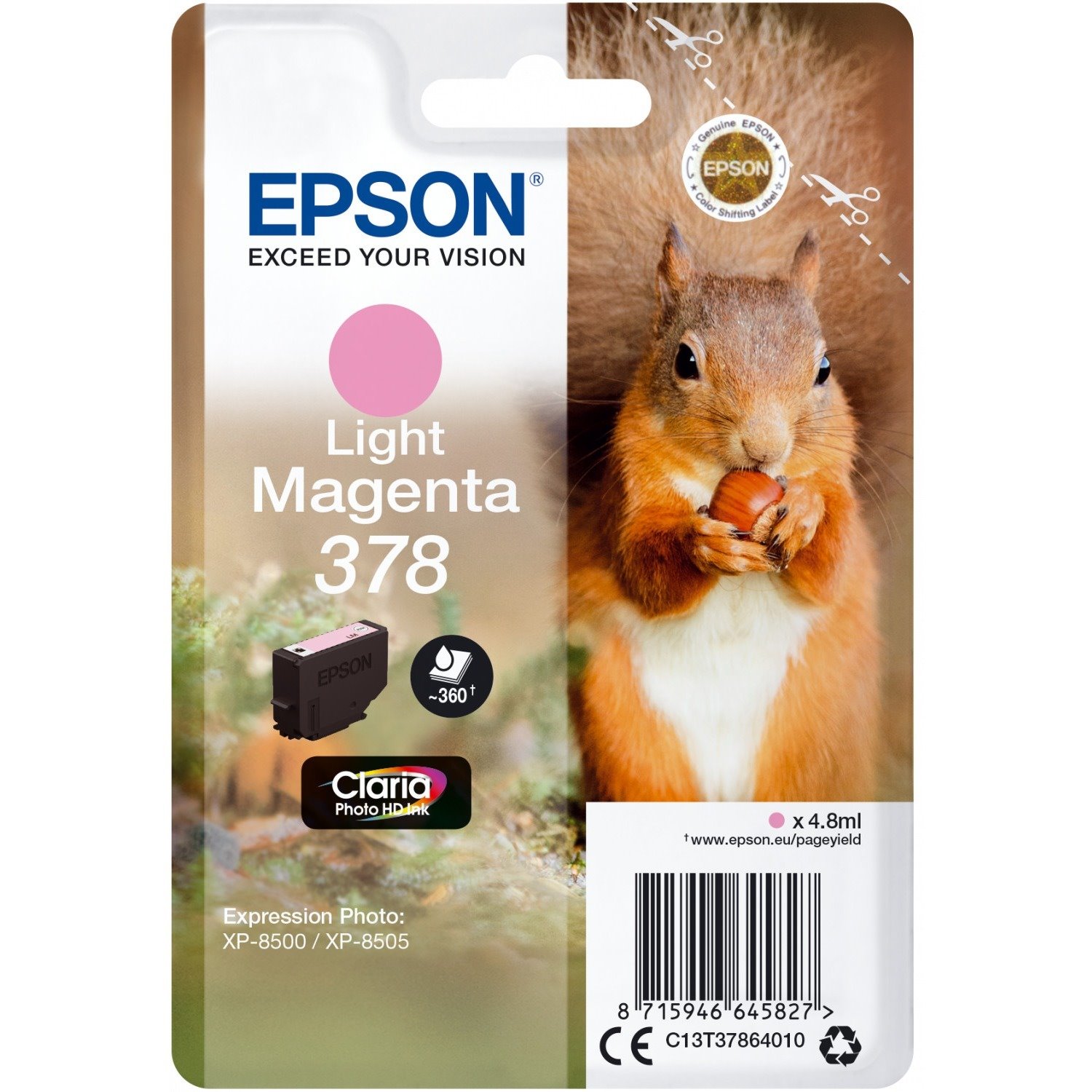 Epson Claria Photo HD 378 Original Standard Yield Inkjet Ink Cartridge - Single Pack - Light Magenta - 1 Pack