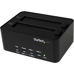 StarTech.com Dual Bay Hard Drive Duplicator and Eraser, External HDD/SSD Cloner / Copier / Wiper Tool, USB 3.0 to SATA Docking Station