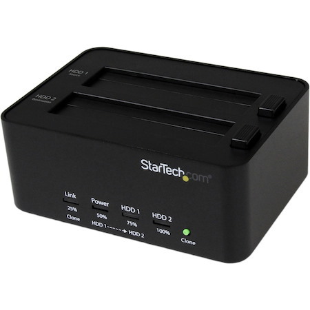 StarTech.com Dual Bay Hard Drive Duplicator and Eraser, External HDD/SSD Cloner / Copier / Wiper Tool, USB 3.0 to SATA Docking Station