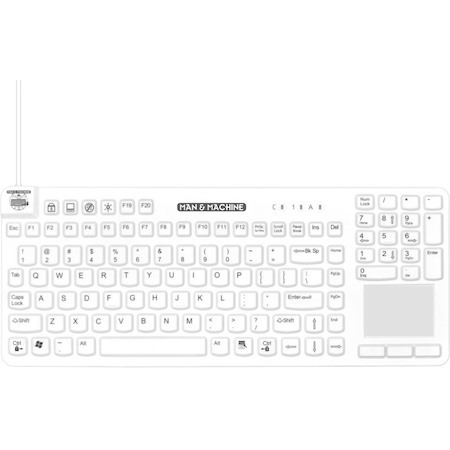 Man & Machine Really Cool Touch Keyboard - Cable Connectivity - USB Interface - TouchPad - Hygienic White