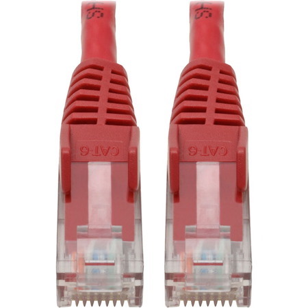 Eaton Tripp Lite Series Cat6 Gigabit Snagless Molded (UTP) Ethernet Cable (RJ45 M/M), PoE, Red, 6-in. (15.24 cm)