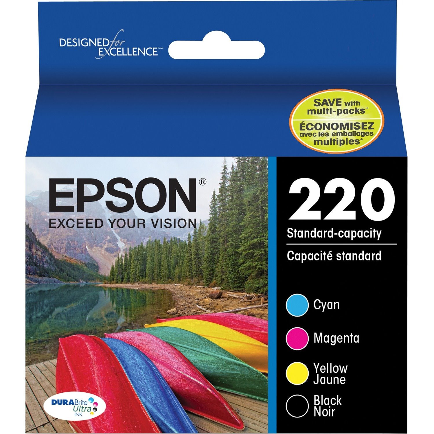 Epson DURABrite Ultra 220 Original Standard Yield Inkjet Ink Cartridge - Combo Pack - Black, Cyan, Magenta, Yellow - 1 Each