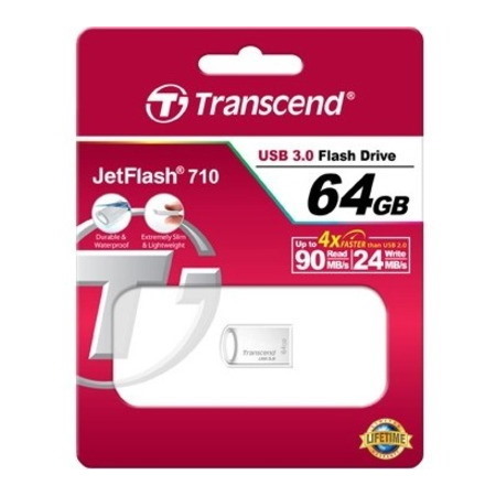 Transcend JetFlash 710S 64 GB USB 3.0 Flash Drive - Silver