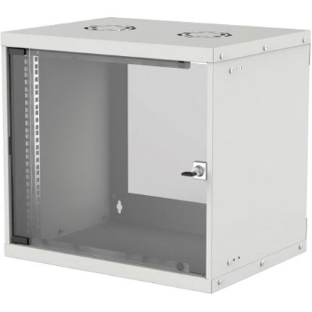 Network Cabinet, Wall Mount (Basic), 9U, 400mm Deep, Grey, Flatpack, Max 50kg, Glass Door, 19" , Parts for wall installation not included, Three Year Warranty