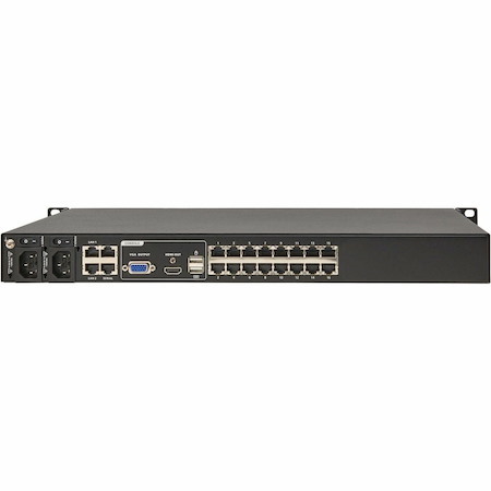 Eaton 16-Port Cat5e KVM over IP Switch - Virtual Media, 2 Remote/1 Local User, HDMI Output, 1U Rack-Mount, TAA