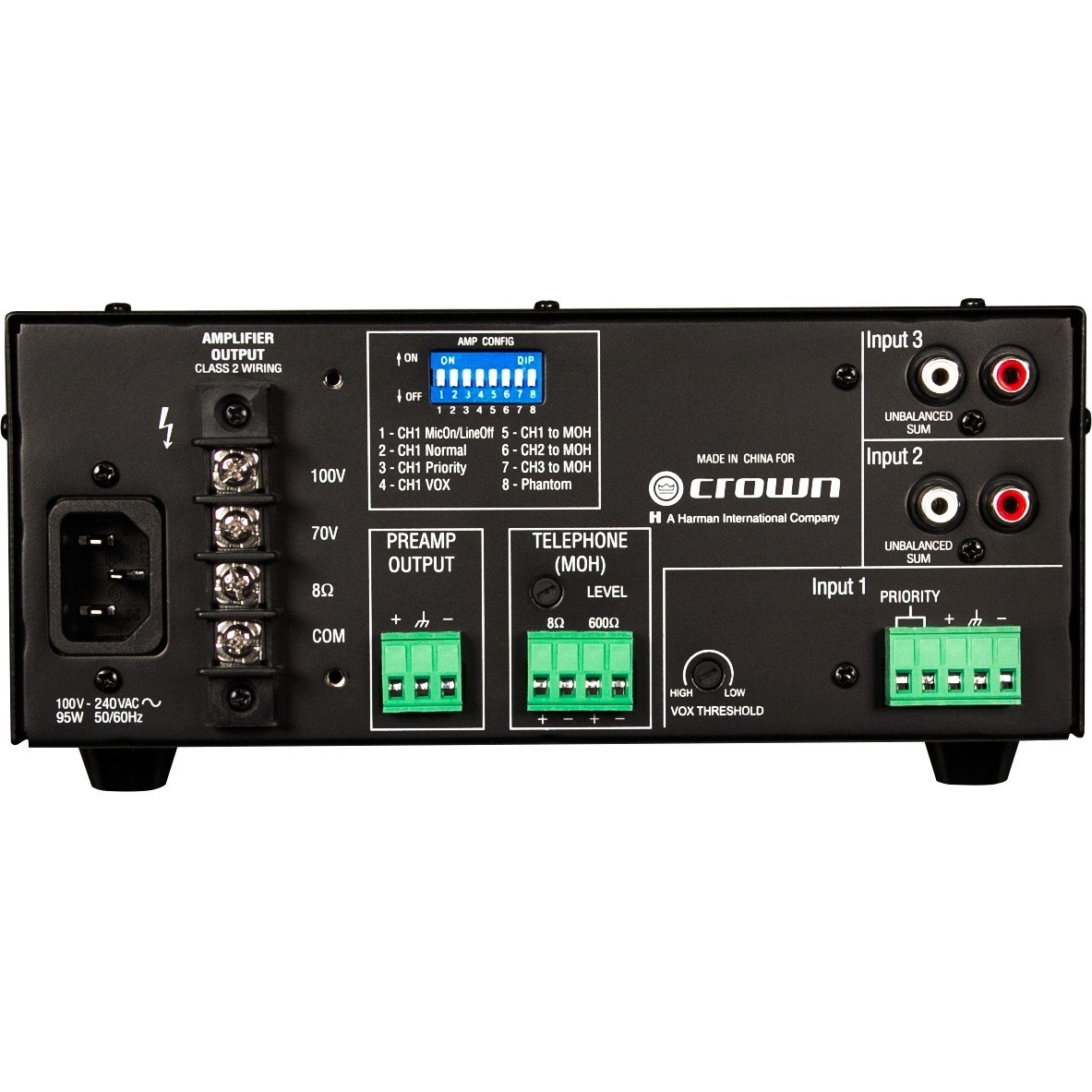 Crown 135MA Amplifier - 105 W RMS - 3 Channel - Black