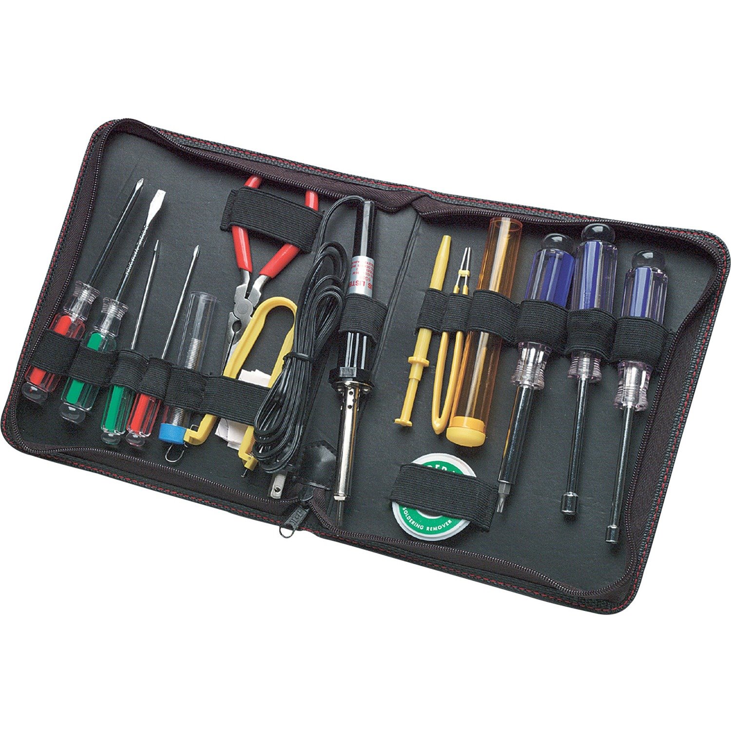 Manhattan Technician Tool Kit (17 items), Consists of: Soldering Iron (Euro 2-pin plug), Solder and Wick, 4x Chip Tools (Anti Static), Pliers, 2x Nut-Drivers, 2x Torque Screwdrivers, 4x Screwdrivers (Phillips & Flat Head), Tube for spares, Case, Lifetime Warranty