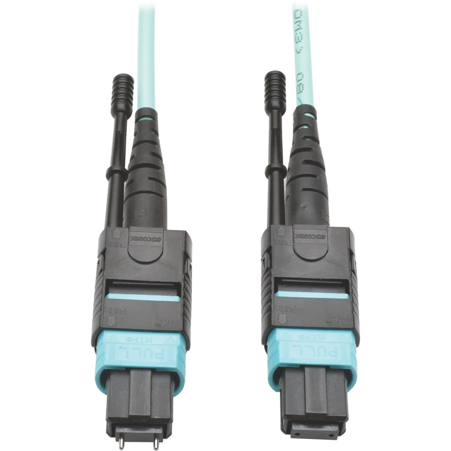 Eaton Tripp Lite Series 40G MTP/MPO Multimode OM3 Plenum-Rated Fiber Optic Cable (M/F), 12 Fiber, 40GBASE-SR4, Aqua, 10 m