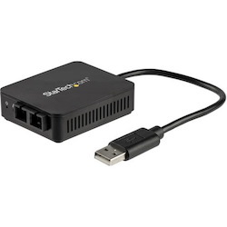 StarTech.com USB to Fiber Optic Converter - 100Mbps - USB 2.0 Network Adapter - 100Base-FX SC Duplex Multimode Fiber/MMF - 2Km - Compact