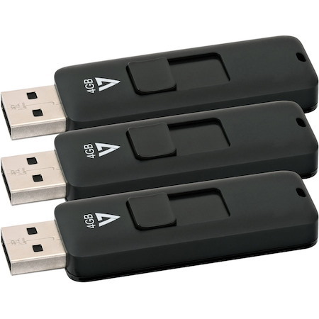 V7 4GB USB 2.0 Flash Drive 3 Pack Combo - With Retractable USB connector