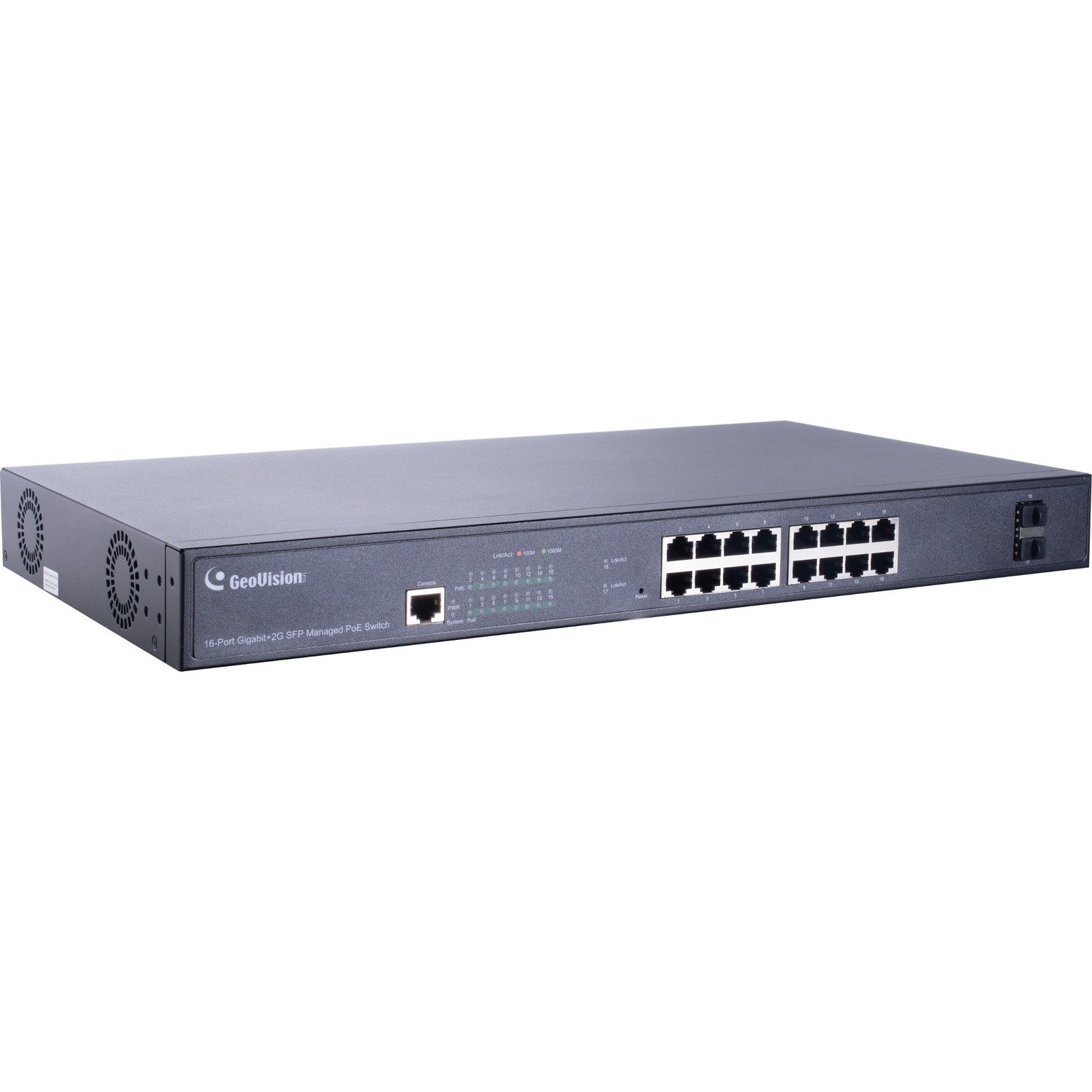 GeoVision 16-Port Gigabit 802.3at Web Management PoE Switch