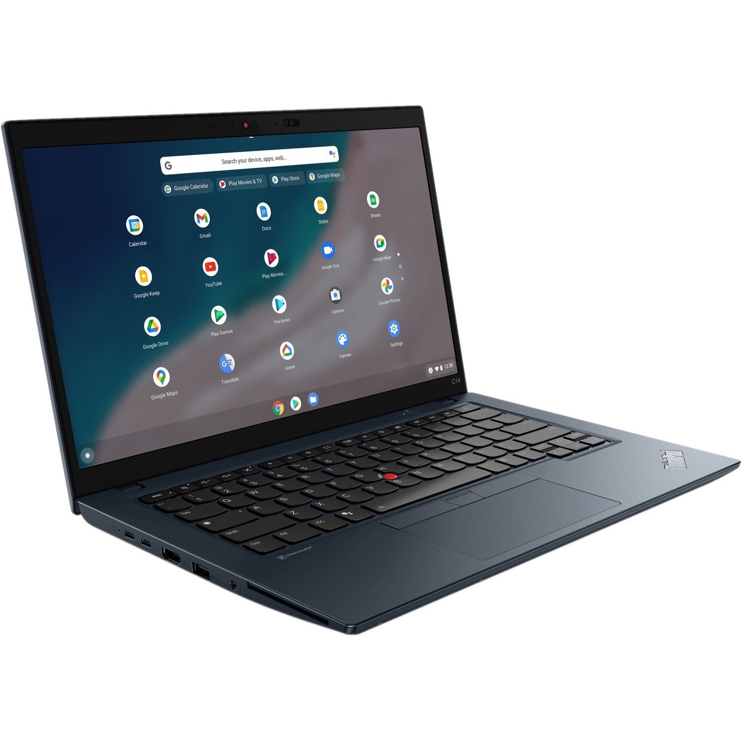 Lenovo ThinkPad C14 Gen 1 21C9000DUS 14" Touchscreen Chromebook - Full HD - 1920 x 1080 - Intel Core i7 12th Gen i7-1265U Deca-core (10 Core) - 16 GB Total RAM - 16 GB On-board Memory - 256 GB SSD - Abyss Blue