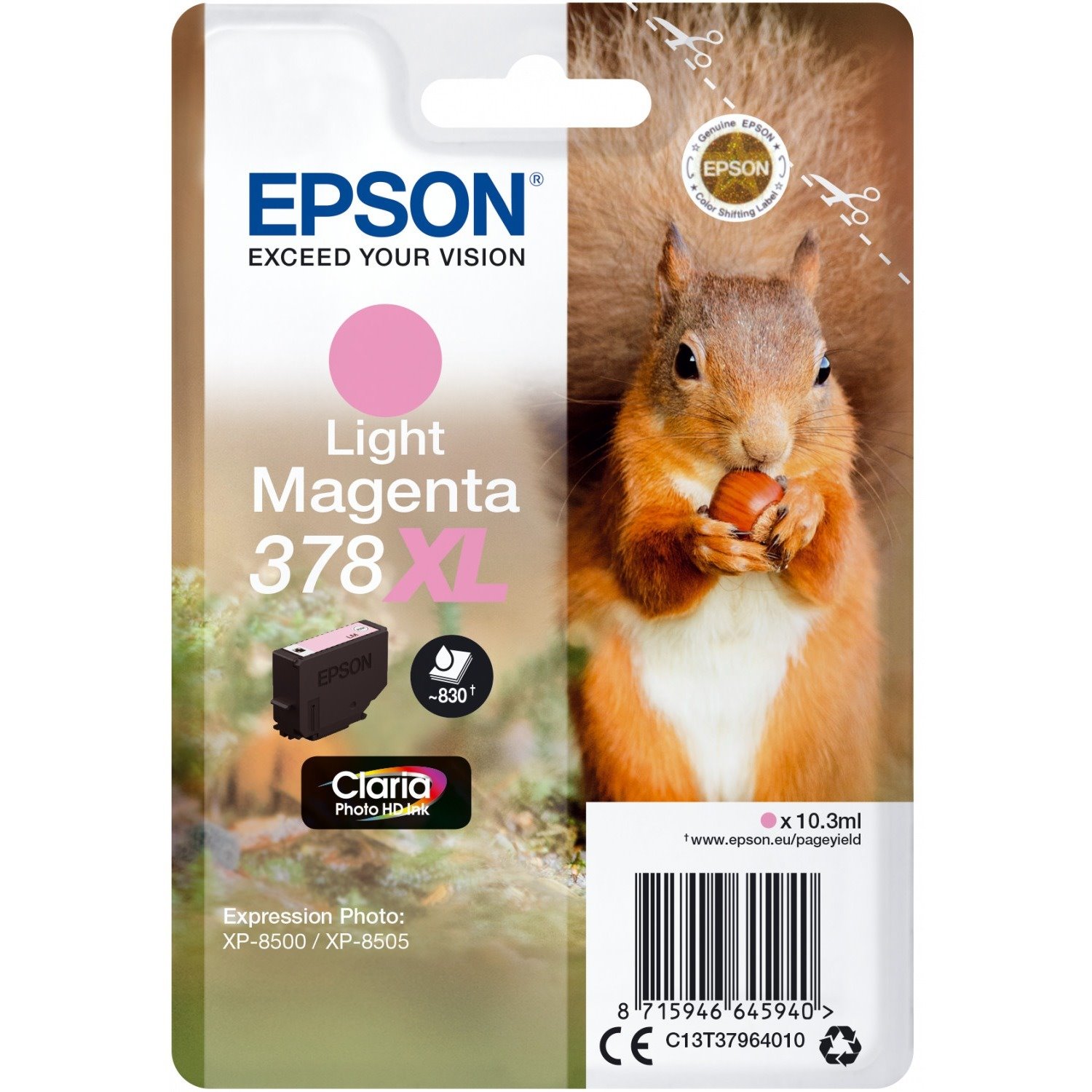 Epson Claria Photo HD 378XL Original Standard Yield Inkjet Ink Cartridge - Single Pack - Light Magenta - 1 Pack