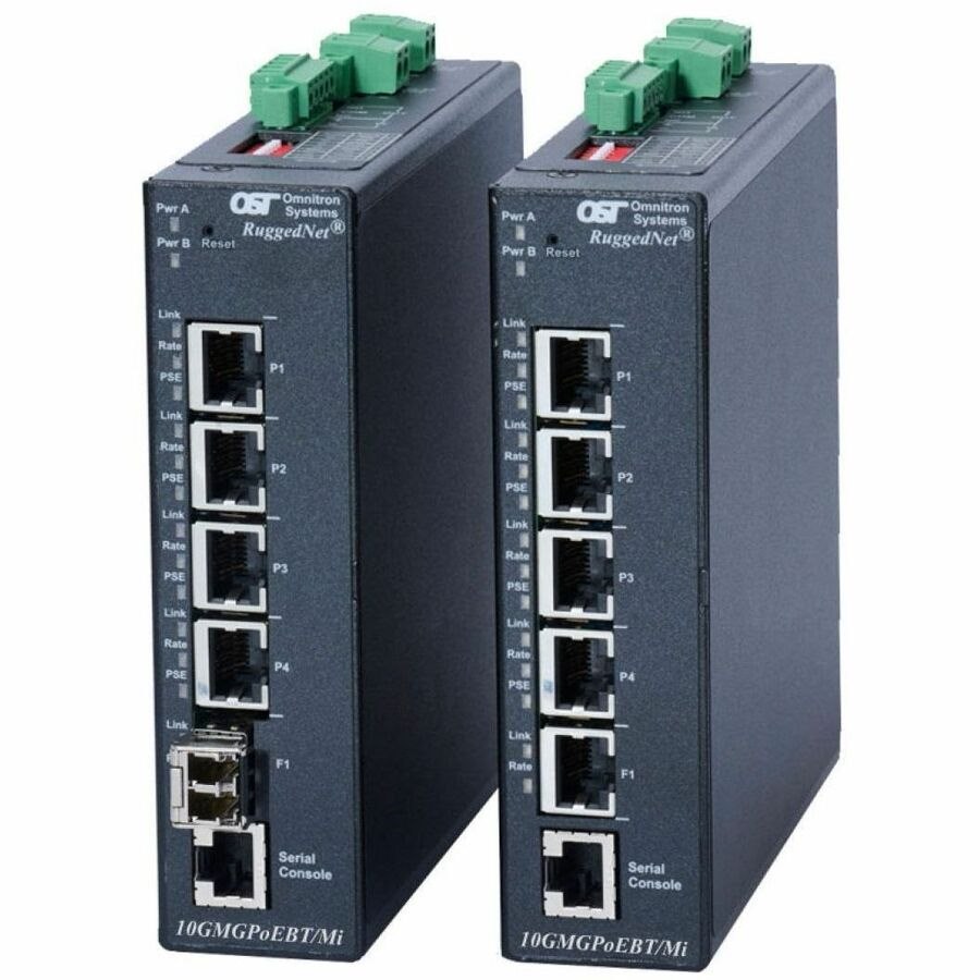 Omnitron Systems RuggedNet 10GMGPoEBT/Si, 1x SFP/SFP+, 4x RJ-45 PoE/PSE, 5 Year Warranty