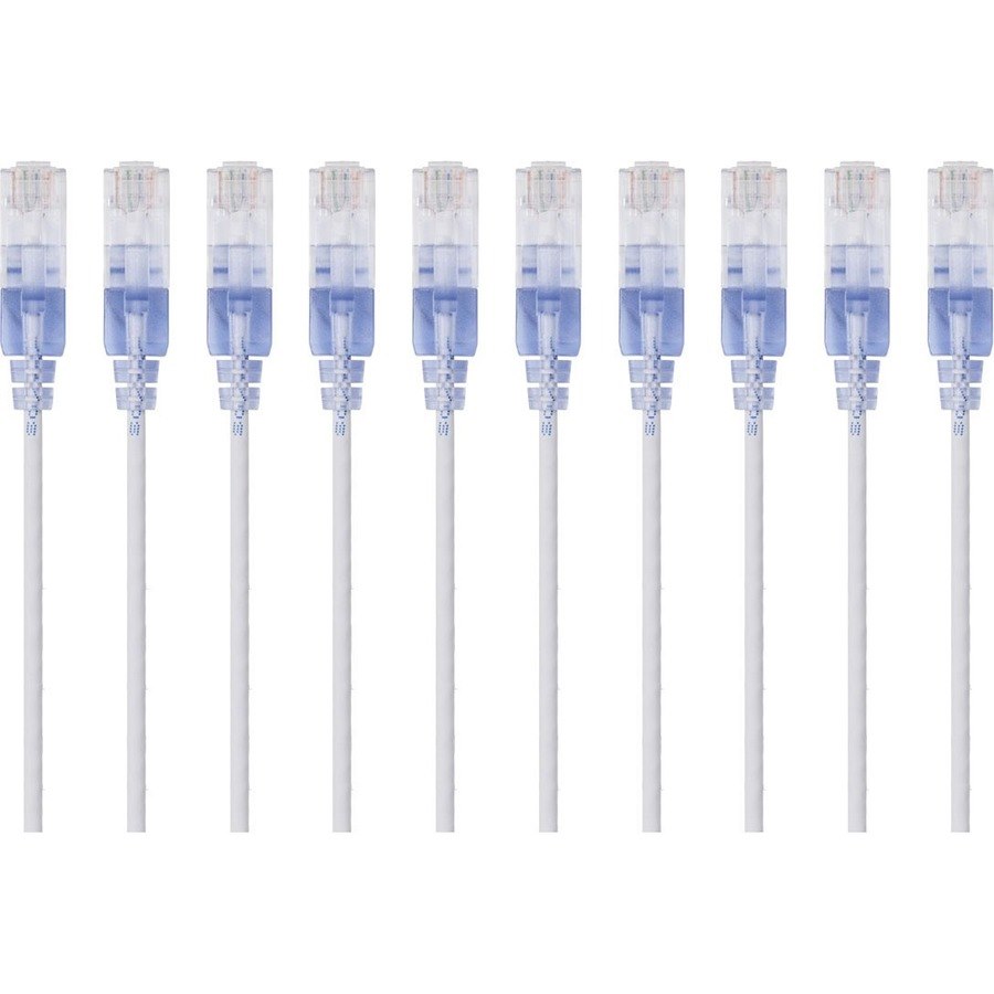 Monoprice 10-Pack, SlimRun Cat6A Ethernet Network Patch Cable, 3ft White