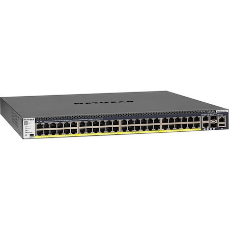 Netgear ProSafe M4300 M4300-52G-PoE+ 48 Ports Manageable Layer 3 Switch - 10 Gigabit Ethernet, Gigabit Ethernet - 10GBase-T, 10/100/1000Base-TX, 10GBase-SR, 1000Base-SX, 1000Base-LX, 10GBase-LRM, 10GBase-LR