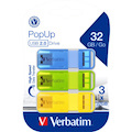 Verbatim Store 'n' Go PopUp 32 GB USB 2.0 Flash Drive - Yellow, Green, Blue