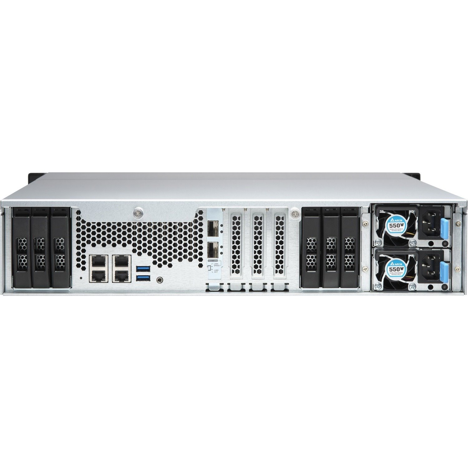 QNAP TS-H1886XU-RP-R2-D1622-32G 18 x Total Bays SAN/NAS Storage System - 5 GB Flash Memory Capacity - Intel Xeon D-1622 Quad-core (4 Core) 2.60 GHz - 32 GB RAM - DDR4 SDRAM - 2U Rack-mountable