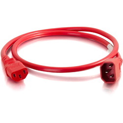 C2G 1ft 18AWG Power Cord (IEC320C14 to IEC320C13) - Red