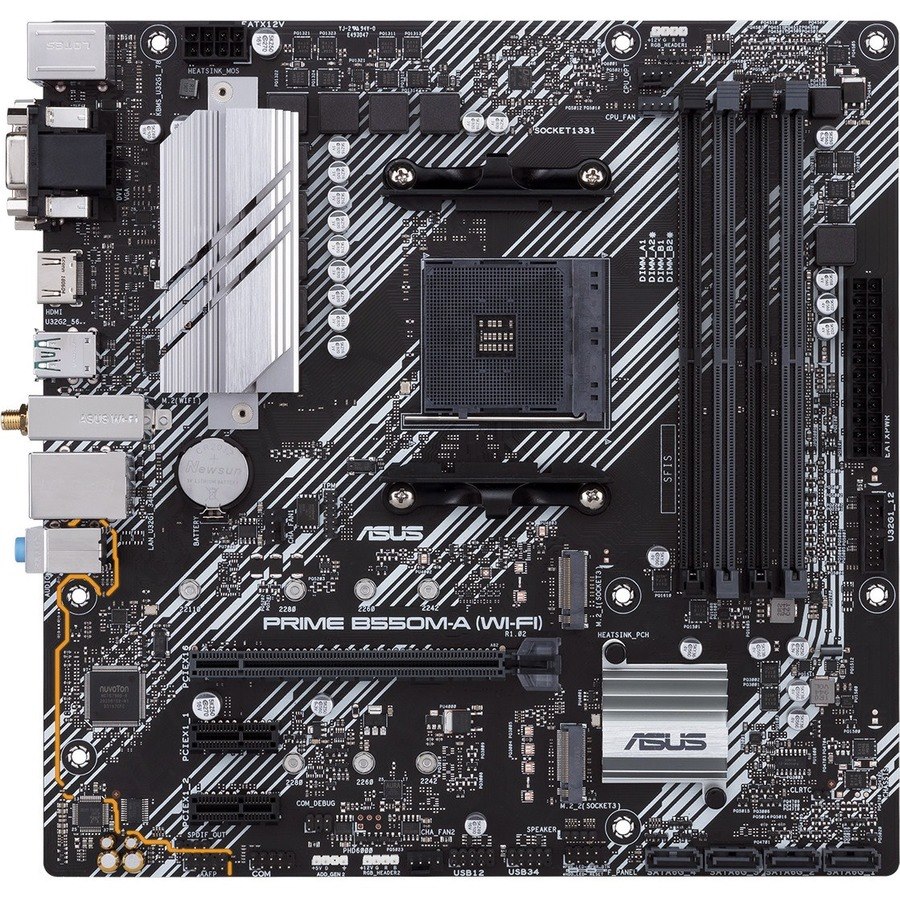 Asus Prime B550M-A (WI-FI) Desktop Motherboard - AMD B550 Chipset - Socket AM4 - Micro ATX