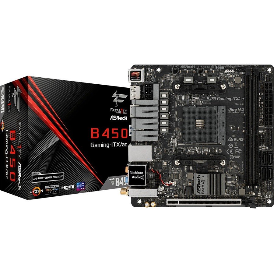 Fatal1ty B450 Gaming-ITX/ac Desktop Motherboard - AMD B450 Chipset - Socket AM4 - Mini ITX