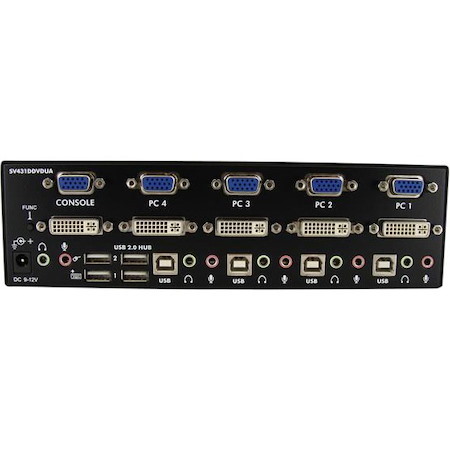 StarTech.com 4 Port DVI VGA Dual Monitor KVM Switch with Audio & USB Hub