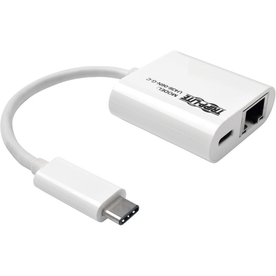 Eaton Tripp Lite Series USB-C to Gigabit Network Adapter with USB-C PD Charging - Thunderbolt 3, White
