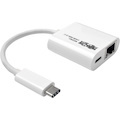 Tripp Lite USB-C to Gigabit Network Adapter with USB-C PD Charging Thunderbolt 3 White