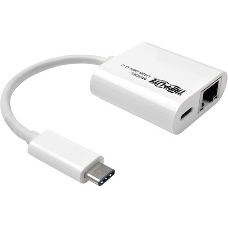 Tripp Lite by Eaton USB-C to Gigabit Network Adapter with USB-C PD Charging - Thunderbolt 3, White